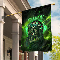 Grim Reaper and Dartboard Darts Garden Flag with Green Lightning Background and Custom Team Name - Wonder Print Shop