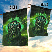 Grim Reaper and Dartboard Darts Garden Flag with Green Lightning Background and Custom Team Name - Wonder Print Shop