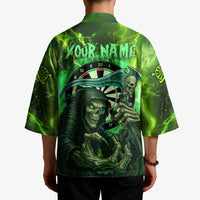 Grim Reaper and Dartboard Darts Kimono with Green Lightning Background and Custom Team Name - Wonder Print Shop