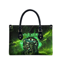 Grim Reaper and Dartboard Darts Leather Bag with Green Lightning Background and Custom Team Name - Wonder Print Shop