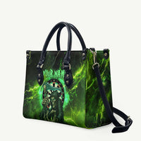 Grim Reaper and Dartboard Darts Leather Bag with Green Lightning Background and Custom Team Name - Wonder Print Shop