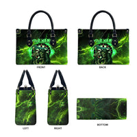 Grim Reaper and Dartboard Darts Leather Bag with Green Lightning Background and Custom Team Name - Wonder Print Shop