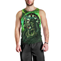 Grim Reaper and Dartboard Darts Men Tank Top with Green Lightning Background and Custom Team Name - Wonder Print Shop