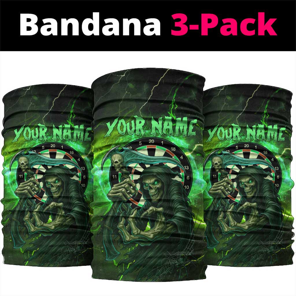 Grim Reaper and Dartboard Darts Neck Gaiter with Green Lightning Background TS04