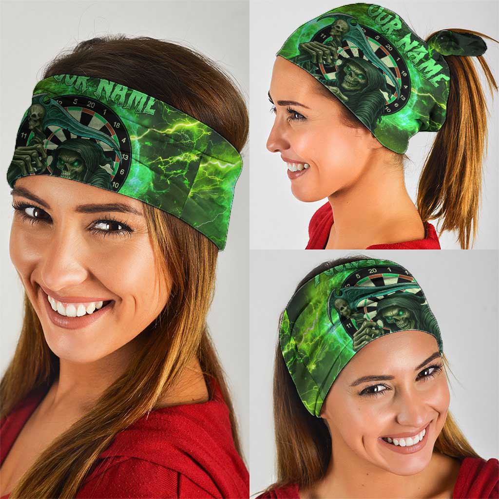 Grim Reaper and Dartboard Darts Neck Gaiter with Green Lightning Background TS04