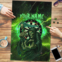 Grim Reaper and Dartboard Darts Puzzle with Green Lightning Background and Custom Team Name - Wonder Print Shop