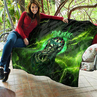 Grim Reaper and Dartboard Darts Quilt with Green Lightning Background and Custom Team Name - Wonder Print Shop