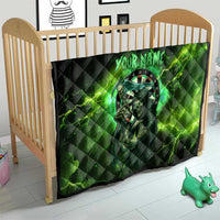 Grim Reaper and Dartboard Darts Quilt with Green Lightning Background and Custom Team Name - Wonder Print Shop