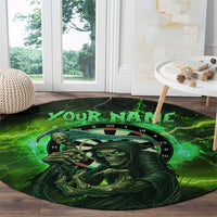 Grim Reaper and Dartboard Darts Round Carpet with Green Lightning Background and Custom Team Name - Wonder Print Shop