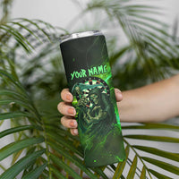 Grim Reaper and Dartboard Darts Skinny Tumbler with Green Lightning Background and Custom Team Name - Wonder Print Shop