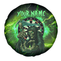 Grim Reaper and Dartboard Darts Spare Tire Cover with Green Lightning Background and Custom Team Name - Wonder Print Shop