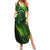 Grim Reaper and Dartboard Darts Summer Maxi Dress with Green Lightning Background and Custom Team Name - Wonder Print Shop