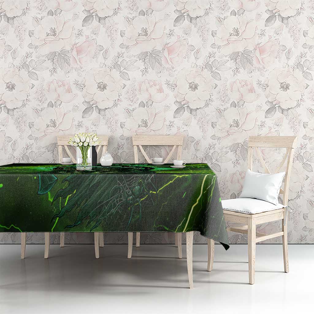 Grim Reaper and Dartboard Darts Tablecloth with Green Lightning Background and Custom Team Name - Wonder Print Shop