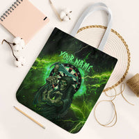 Grim Reaper and Dartboard Darts Tote Bag with Green Lightning Background and Custom Team Name - Wonder Print Shop
