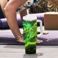 Grim Reaper and Dartboard Darts Tumbler With Handle with Green Lightning Background and Custom Team Name - Wonder Print Shop
