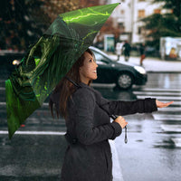 Grim Reaper and Dartboard Darts Umbrella with Green Lightning Background and Custom Team Name - Wonder Print Shop