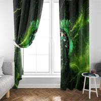 Grim Reaper and Dartboard Darts Window Curtain with Green Lightning Background and Custom Team Name - Wonder Print Shop