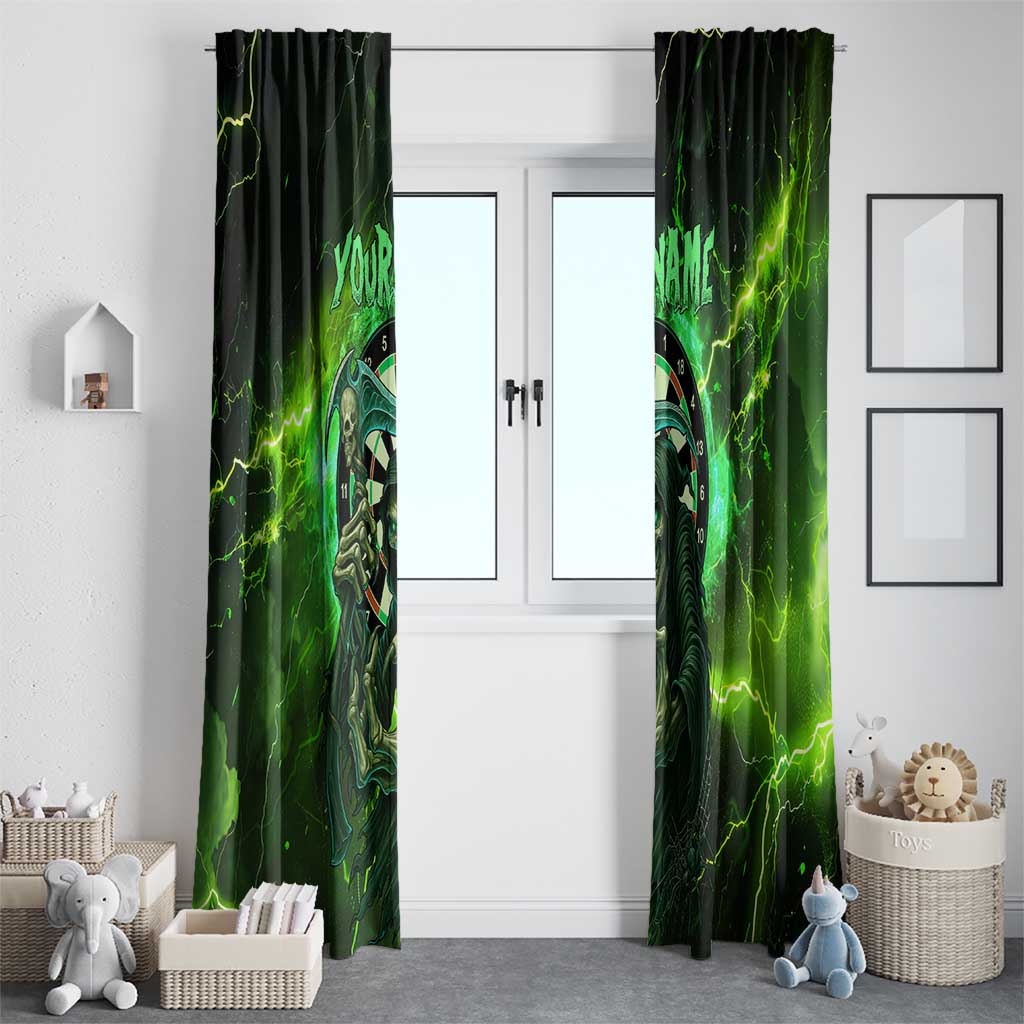 Grim Reaper and Dartboard Darts Window Curtain with Green Lightning Background and Custom Team Name - Wonder Print Shop
