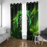 Grim Reaper and Dartboard Darts Window Curtain with Green Lightning Background and Custom Team Name - Wonder Print Shop
