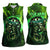 Grim Reaper and Dartboard Darts Women Sleeveless Polo Shirt with Green Lightning Background and Custom Team Name - Wonder Print Shop
