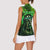 Grim Reaper and Dartboard Darts Women Sleeveless Polo Shirt with Green Lightning Background and Custom Team Name - Wonder Print Shop
