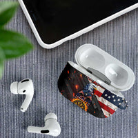 Custom American Flag and Bald Eagle Darts AirPods Case with Flaming Dartboard - Wonder Print Shop