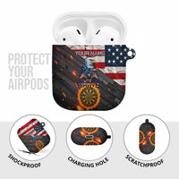 Custom American Flag and Bald Eagle Darts AirPods Case with Flaming Dartboard - Wonder Print Shop