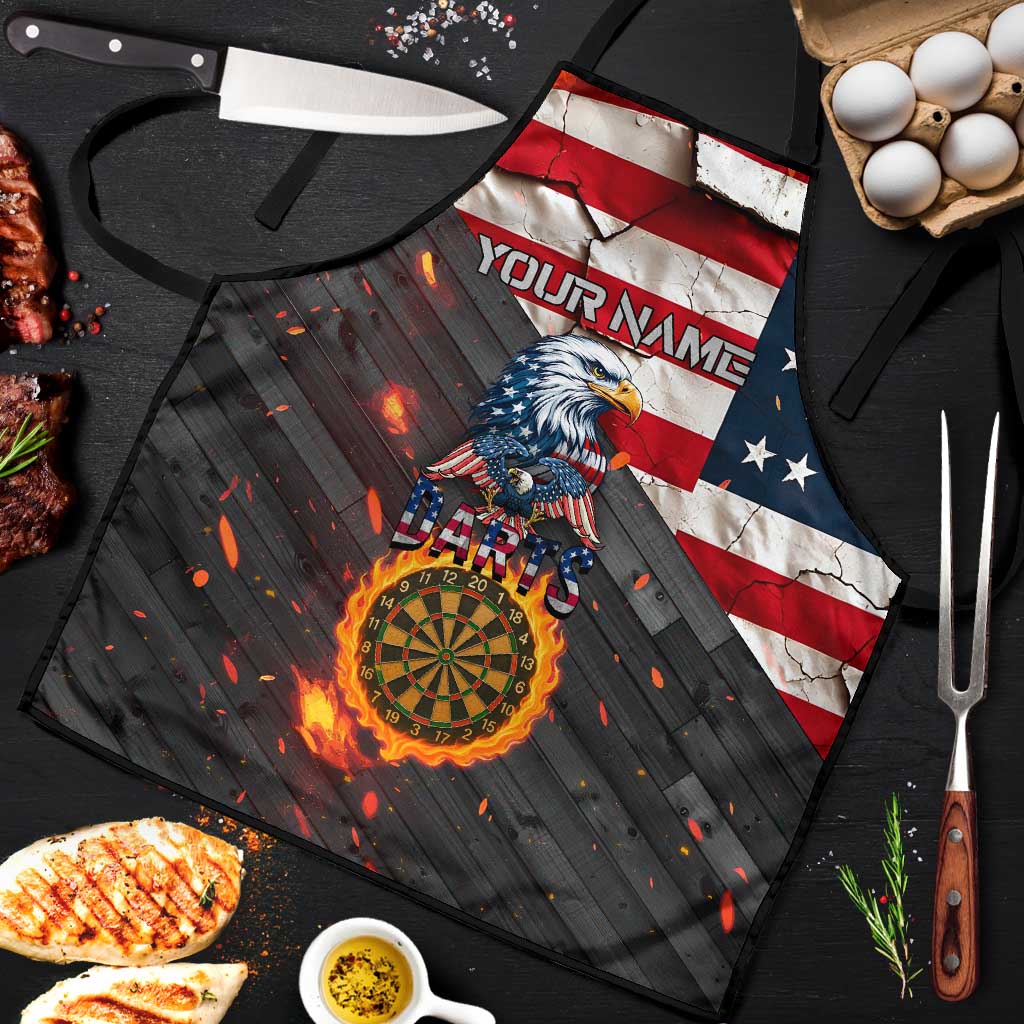 Custom American Flag and Bald Eagle Darts Apron with Flaming Dartboard - Wonder Print Shop