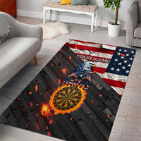 Custom American Flag and Bald Eagle Darts Area Rug with Flaming Dartboard - Wonder Print Shop