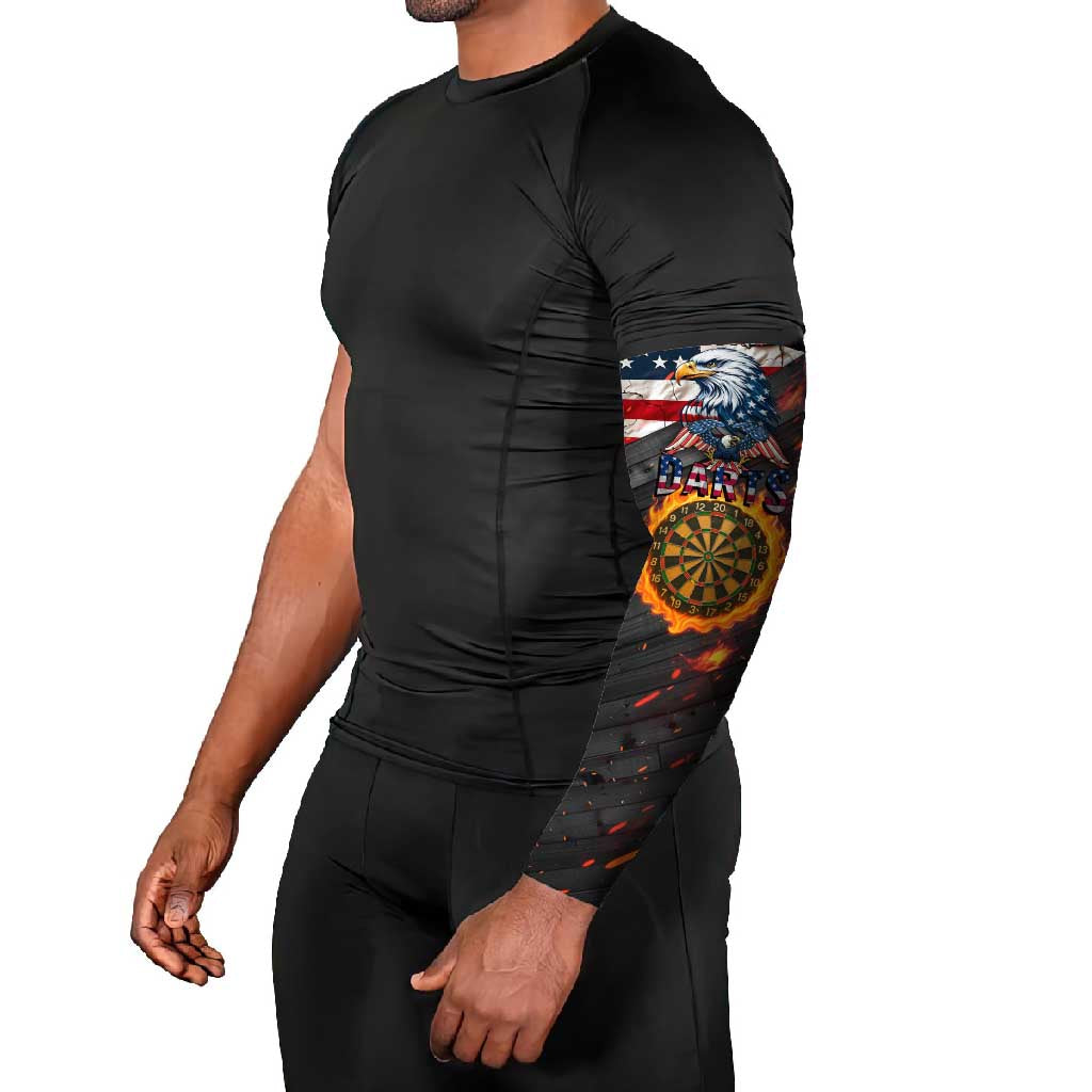 Custom American Flag and Bald Eagle Darts Arm Sleeves with Flaming Dartboard - Wonder Print Shop