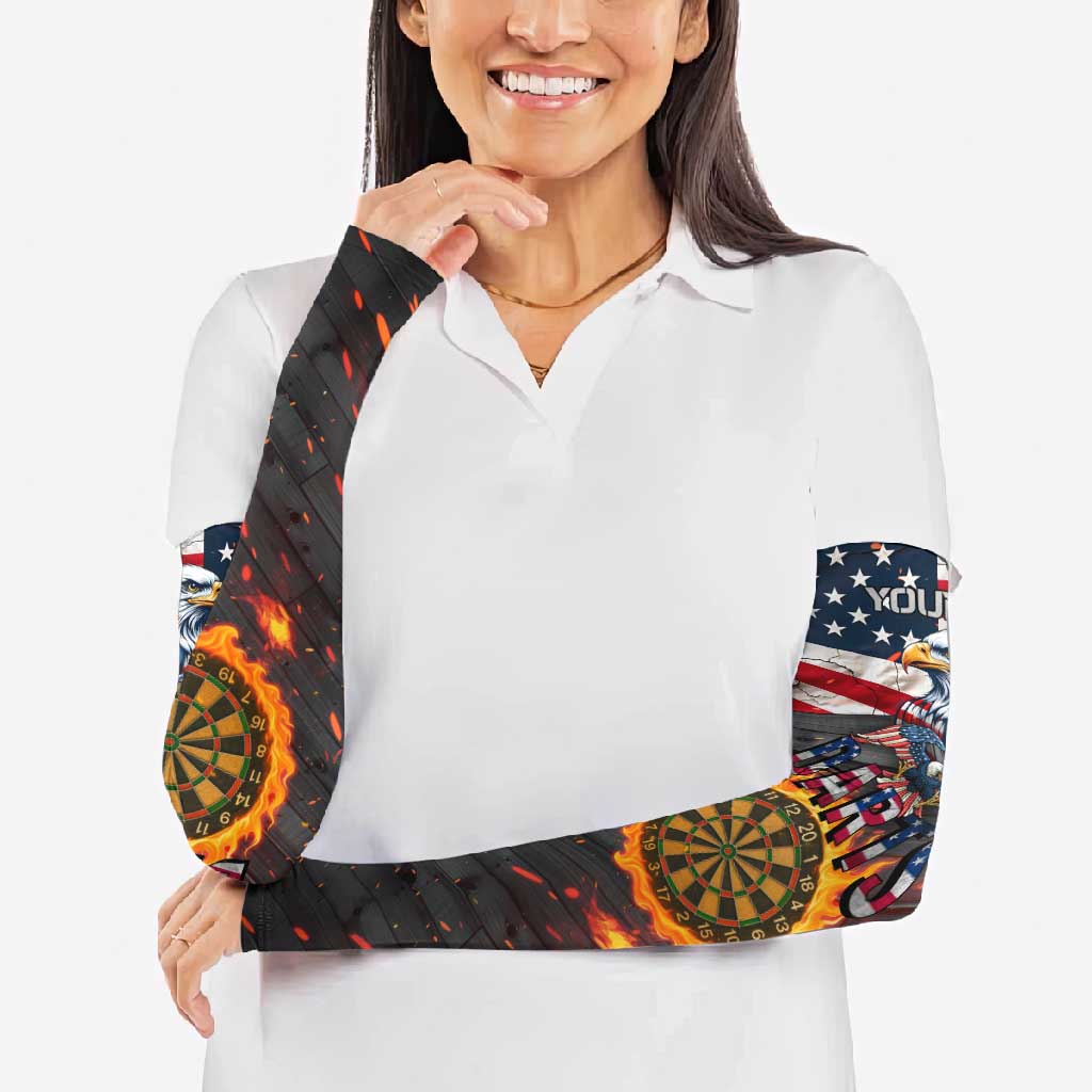 Custom American Flag and Bald Eagle Darts Arm Sleeves with Flaming Dartboard - Wonder Print Shop
