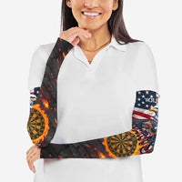 Custom American Flag and Bald Eagle Darts Arm Sleeves with Flaming Dartboard - Wonder Print Shop