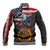 Custom American Flag and Bald Eagle Darts Baseball Jacket with Flaming Dartboard - Wonder Print Shop