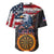 Custom American Flag and Bald Eagle Darts Baseball Jersey with Flaming Dartboard - Wonder Print Shop