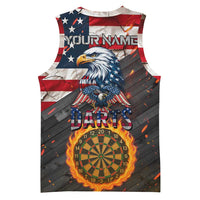Custom American Flag and Bald Eagle Darts Basketball Jersey with Flaming Dartboard - Wonder Print Shop