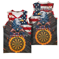 Custom American Flag and Bald Eagle Darts Basketball Jersey with Flaming Dartboard - Wonder Print Shop