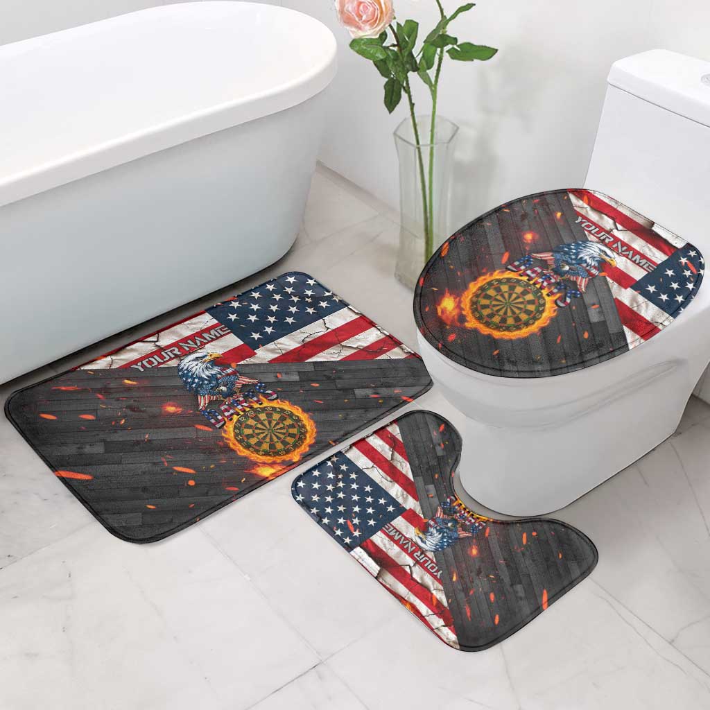 Custom American Flag and Bald Eagle Darts Bathroom Set with Flaming Dartboard - Wonder Print Shop