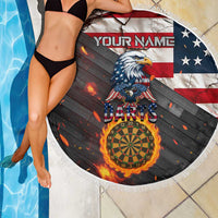 Custom American Flag and Bald Eagle Darts Beach Blanket with Flaming Dartboard - Wonder Print Shop