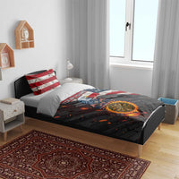 Custom American Flag and Bald Eagle Darts Bedding Set with Flaming Dartboard - Wonder Print Shop