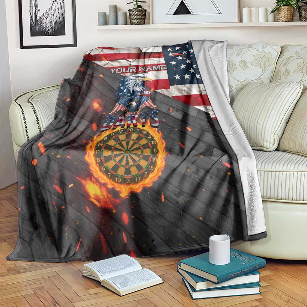 Custom American Flag and Bald Eagle Darts Blanket with Flaming Dartboard - Wonder Print Shop