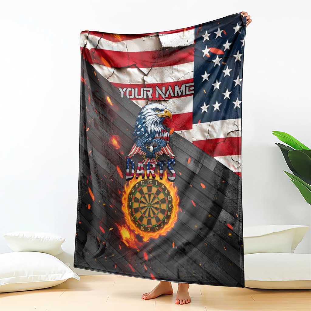 Custom American Flag and Bald Eagle Darts Blanket with Flaming Dartboard - Wonder Print Shop