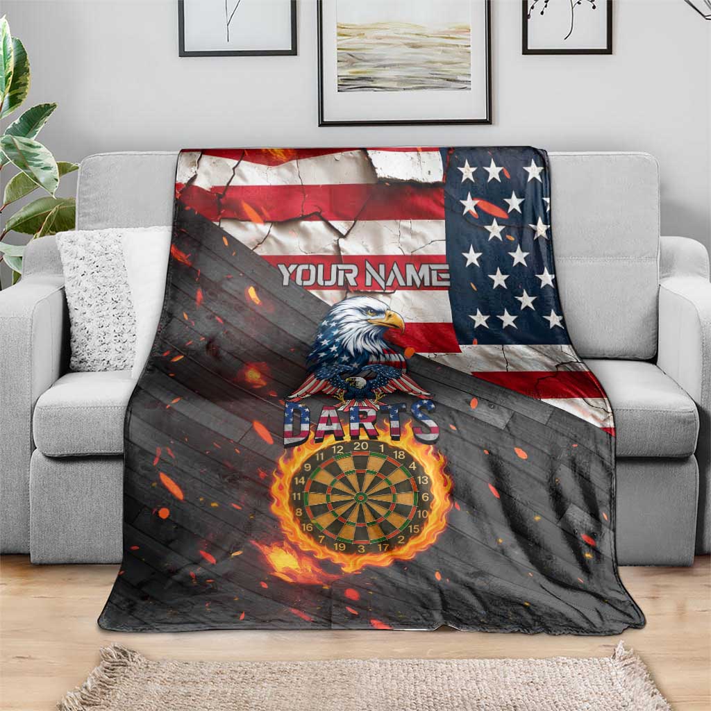 Custom American Flag and Bald Eagle Darts Blanket with Flaming Dartboard - Wonder Print Shop