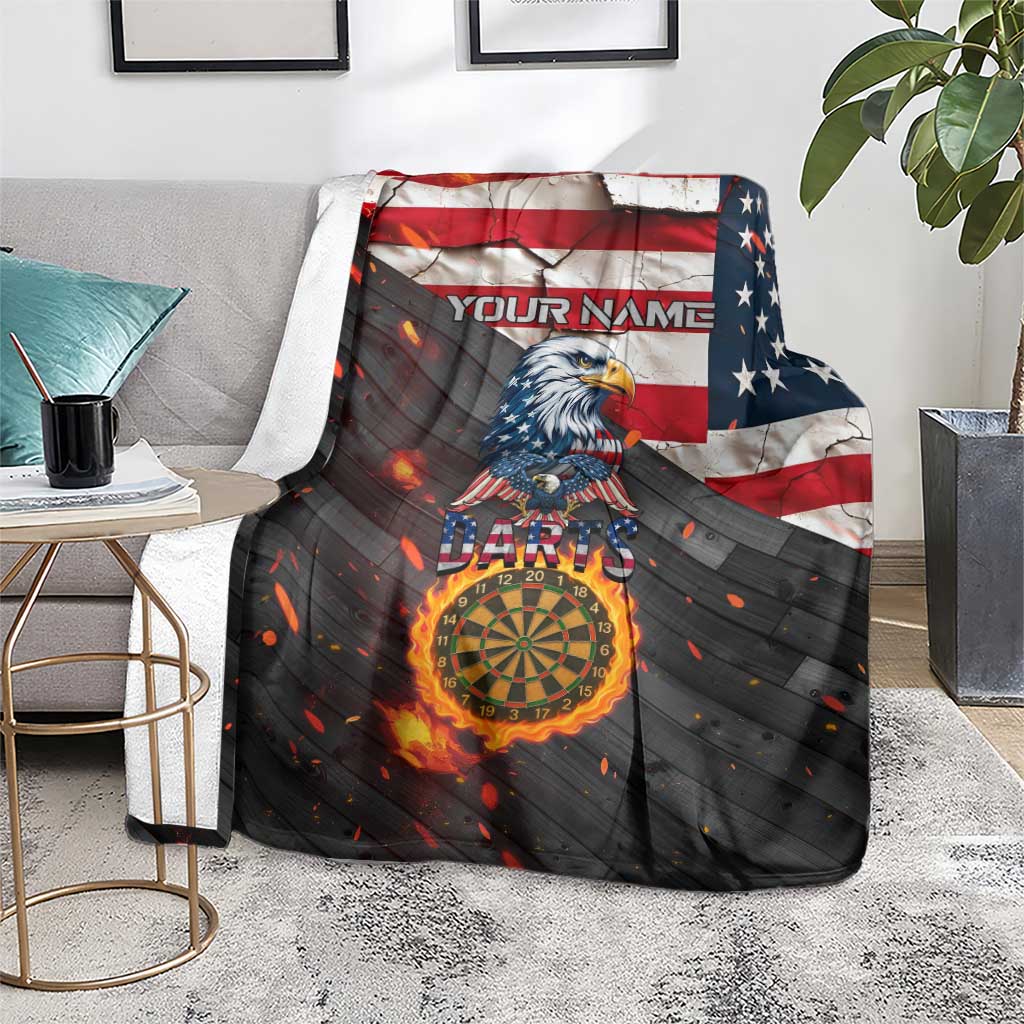 Custom American Flag and Bald Eagle Darts Blanket with Flaming Dartboard - Wonder Print Shop