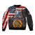 Custom American Flag and Bald Eagle Darts Bomber Jacket with Flaming Dartboard - Wonder Print Shop