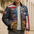 Custom American Flag and Bald Eagle Darts Bomber Puffer Jacket with Flaming Dartboard - Wonder Print Shop