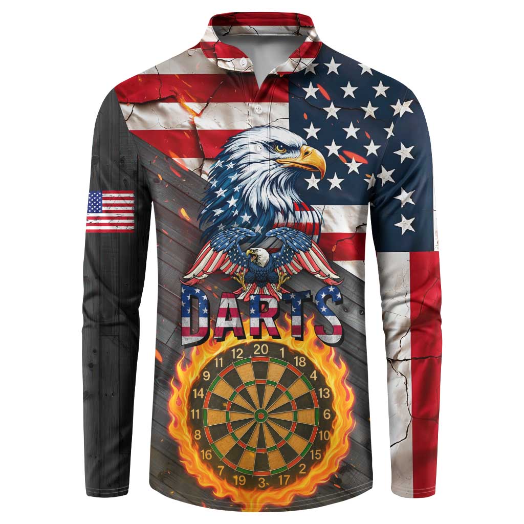 Custom American Flag and Bald Eagle Darts Button Sweatshirt with Flaming Dartboard - Wonder Print Shop