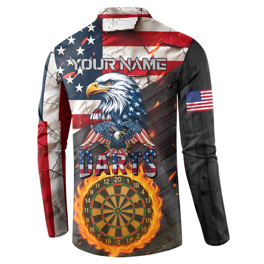 Custom American Flag and Bald Eagle Darts Button Sweatshirt with Flaming Dartboard - Wonder Print Shop