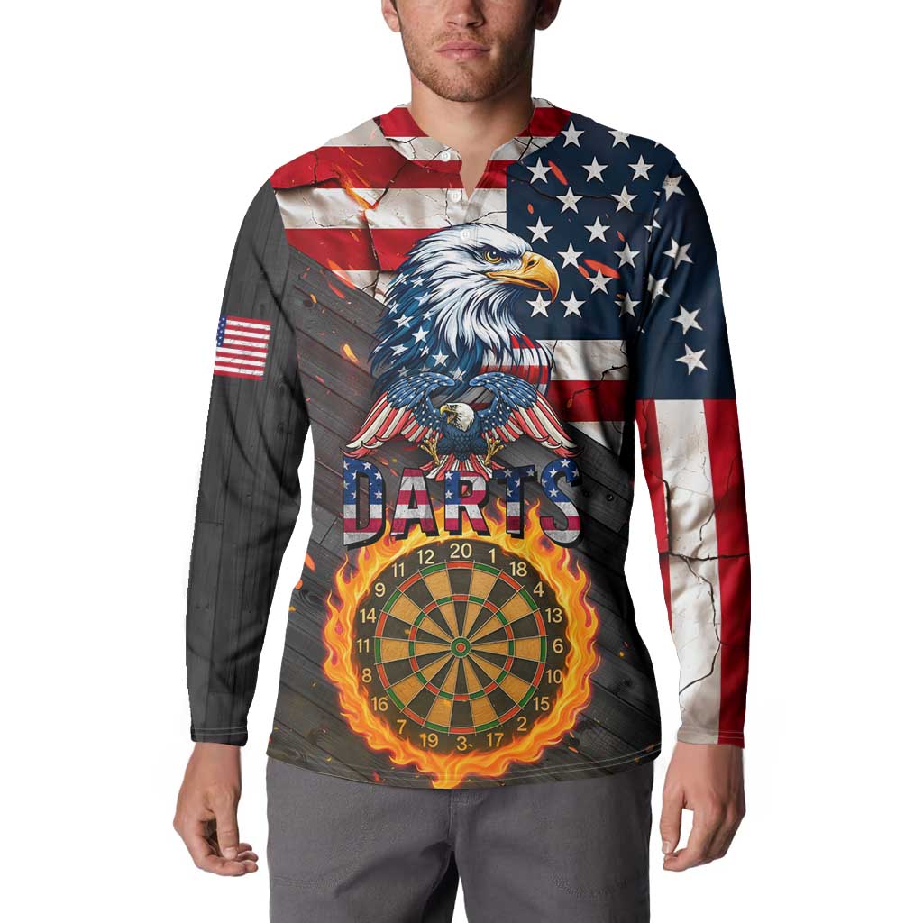 Custom American Flag and Bald Eagle Darts Button Sweatshirt with Flaming Dartboard - Wonder Print Shop