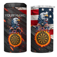 Custom American Flag and Bald Eagle Darts 4 in 1 Can Cooler Tumbler with Flaming Dartboard - Wonder Print Shop