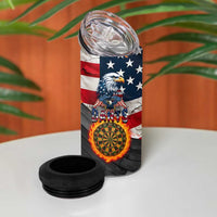 Custom American Flag and Bald Eagle Darts 4 in 1 Can Cooler Tumbler with Flaming Dartboard - Wonder Print Shop